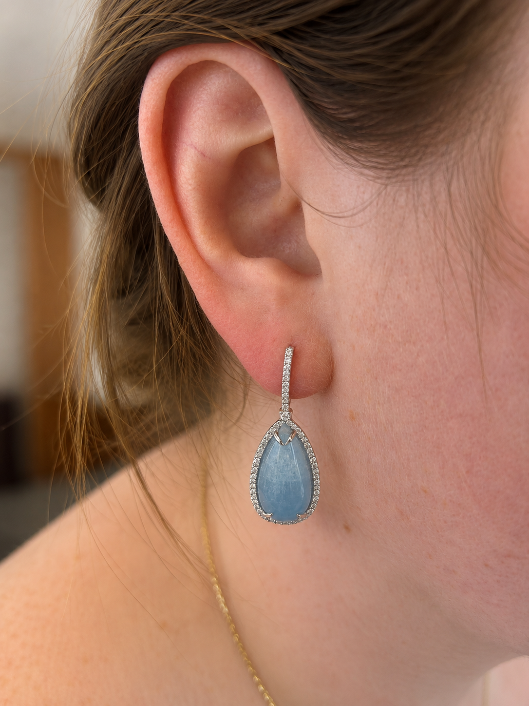 Bazillion Paraiba Tourmaline Slice & Diamond Earring