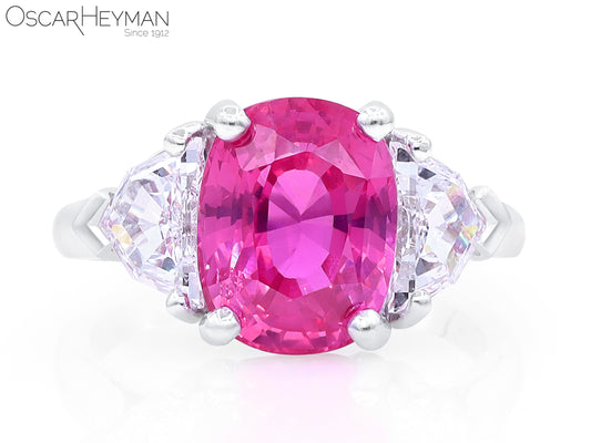 Platinum Pink Sapphire Diamond Ring
