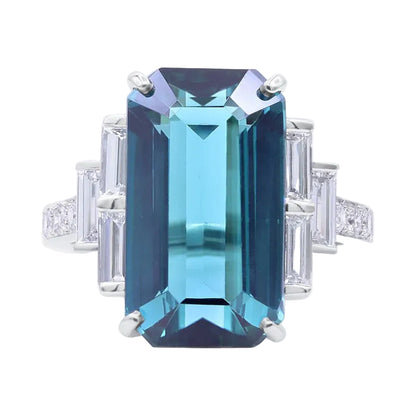 Indicolite & Diamond Ring