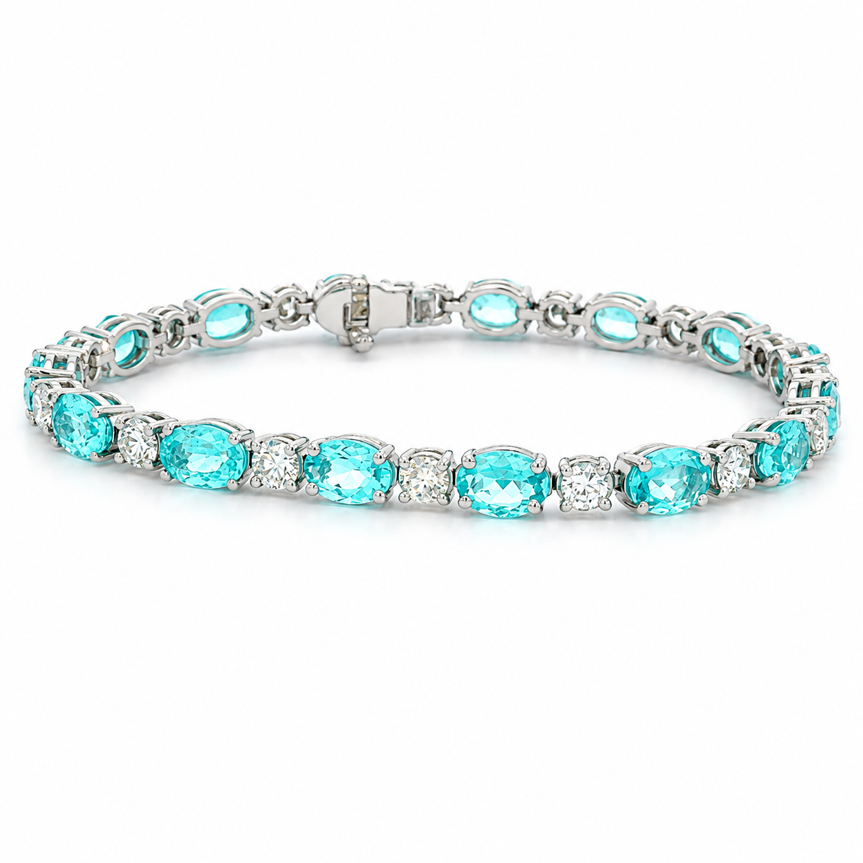 Oval Mozambique Paraiba Tourmaline & Diamond Bracelet