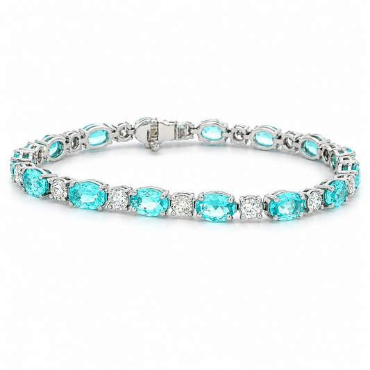 Oval Mozambique Paraiba Tourmaline & Diamond Bracelet