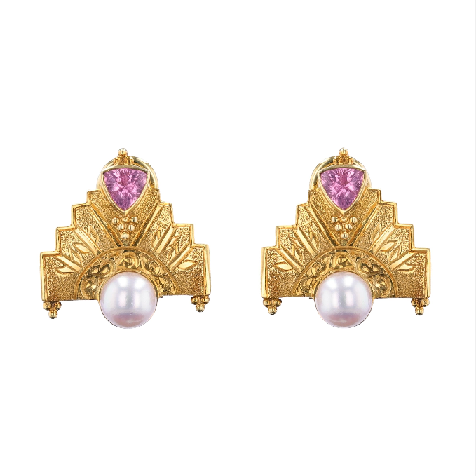 Pearl & Pink Tourmaline Earrings