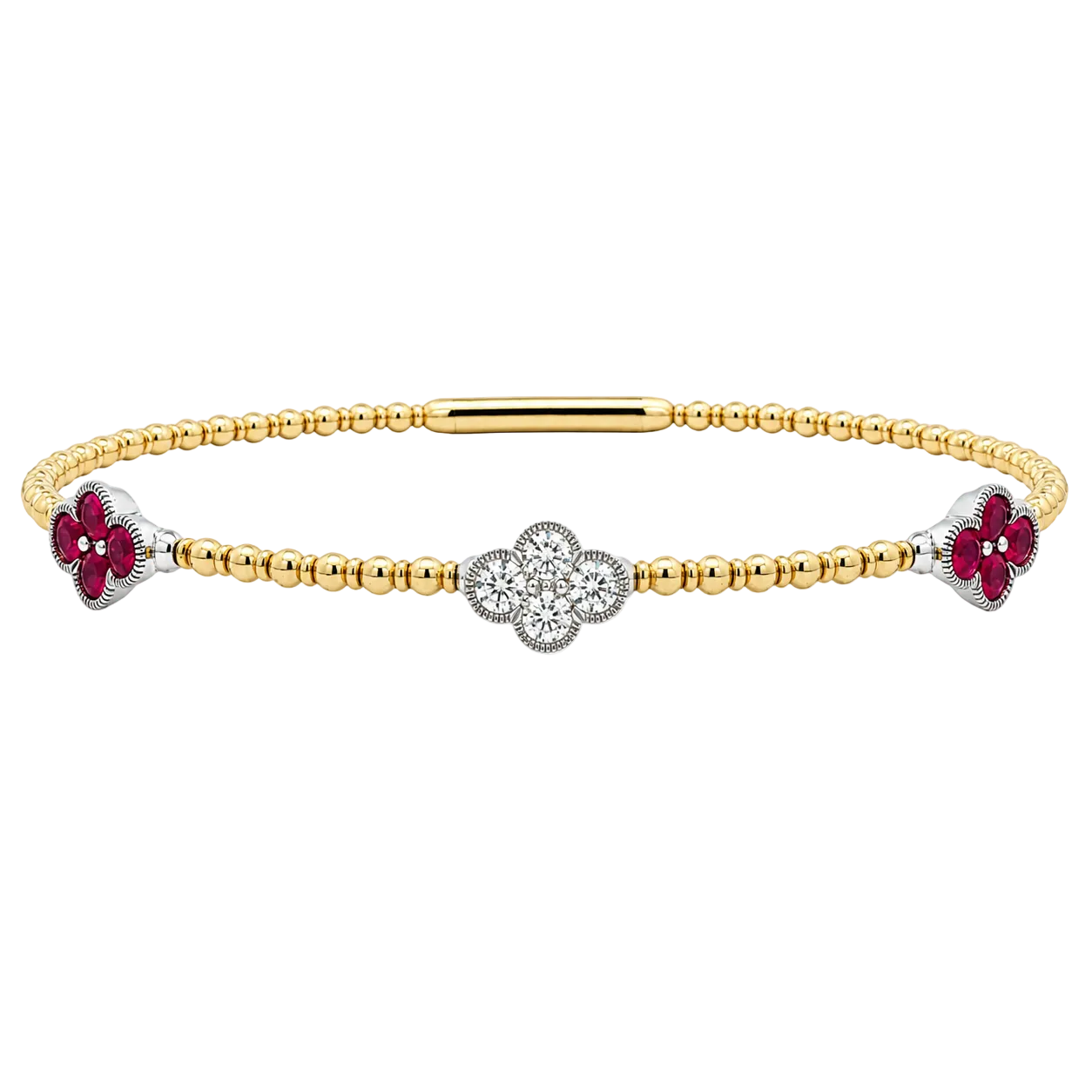Ruby & Diamond Clover Pickleball Bracelet