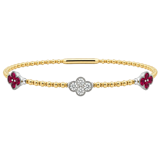 Ruby & Diamond Clover Pickleball Bracelet