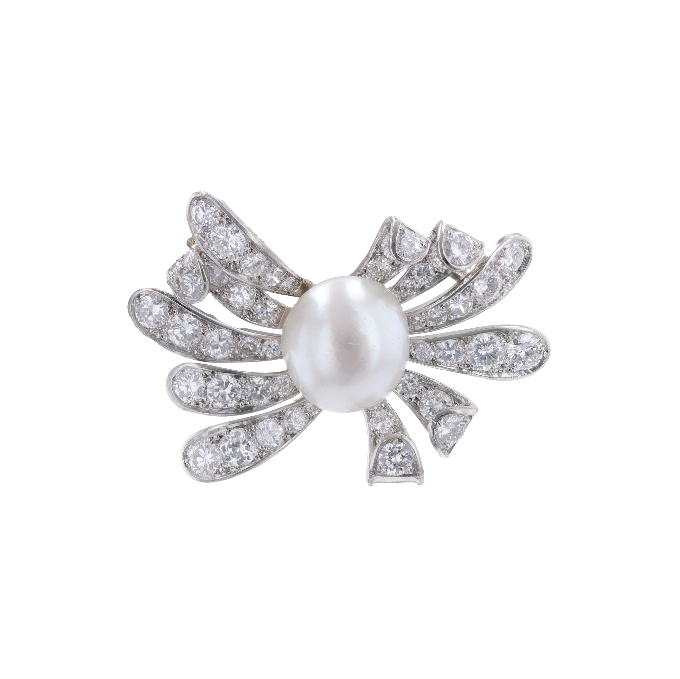 South Sea Pearl & Diamond Brooch