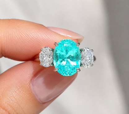 Mozambique Paraiba Tourmaline & Diamond Ring