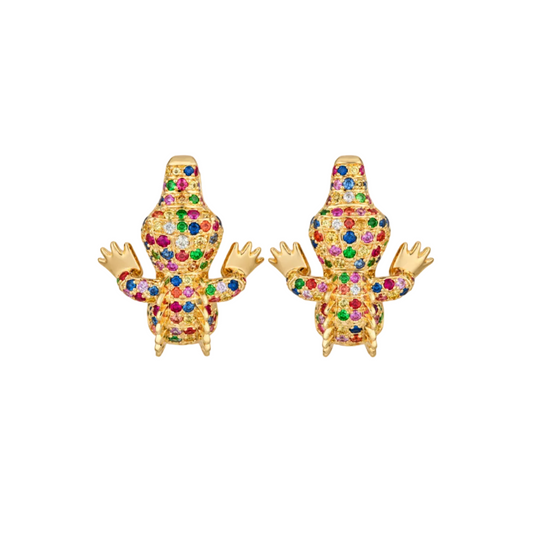 Multi-Colored Sapphire Alligator Earrings