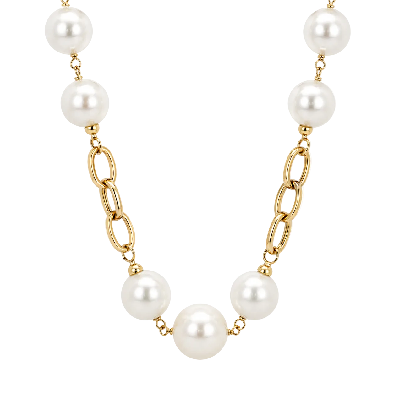South Sea Pearls & Gold Link Chain