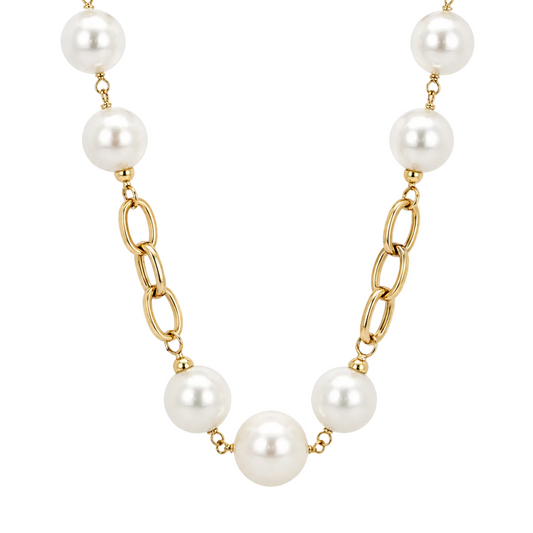 South Sea Pearls & Gold Link Chain