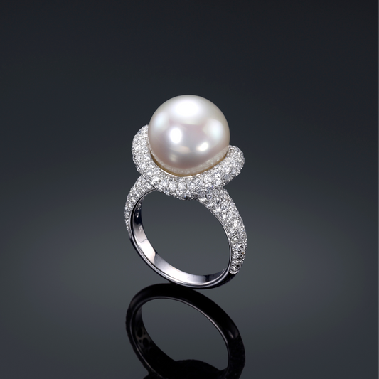 South Sea pearl and diamond ring