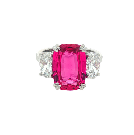 Red Spinel & Diamond Ring