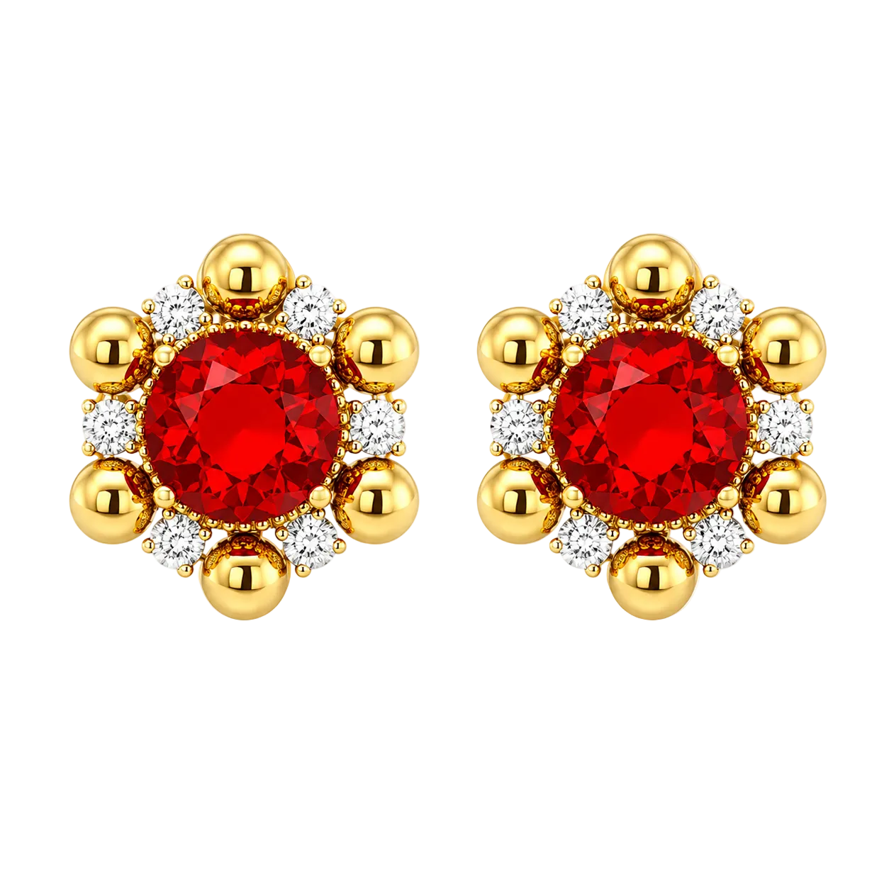 Fire Opal & Diamond Earring