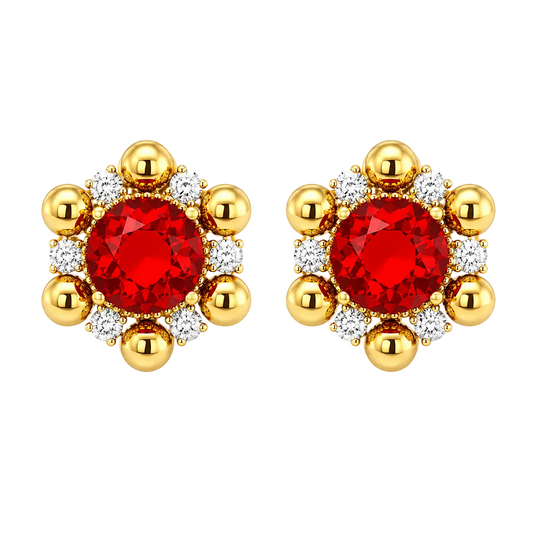 Fire Opal & Diamond Earring