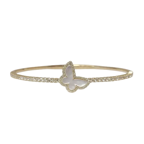 Butterfly Mother of Pearl & Diamond Pickleball Bracelet