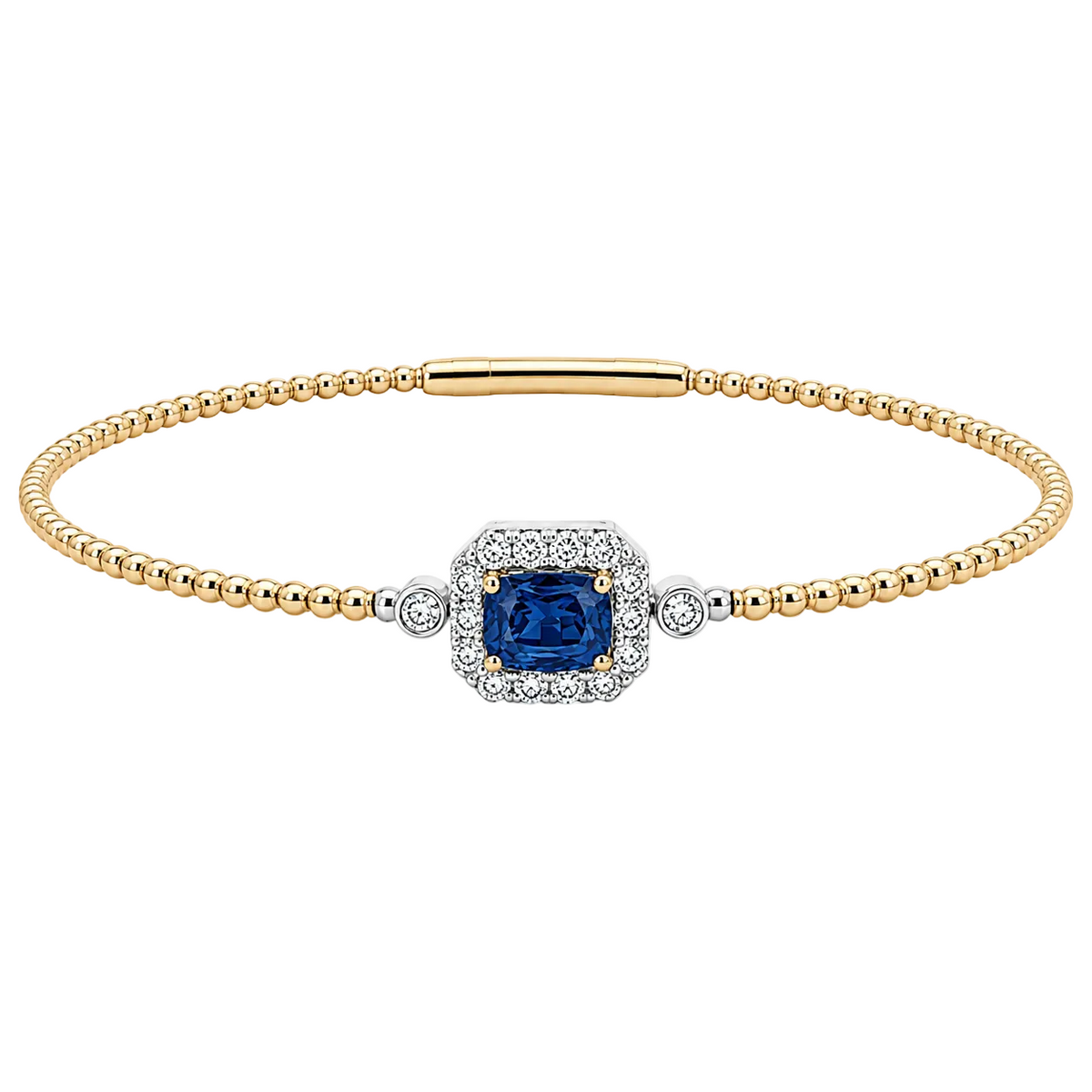 Blue Sapphire & Diamond Pickleball Bracelet