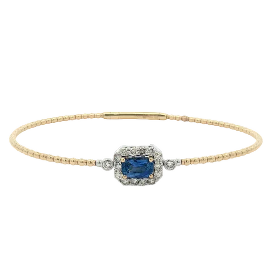 Blue Sapphire & Diamond Pickleball Bracelet
