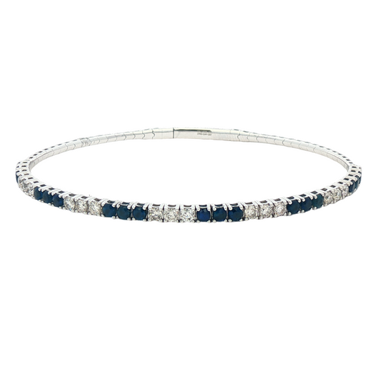 Blue Sapphire & Diamond Pickleball Bracelet