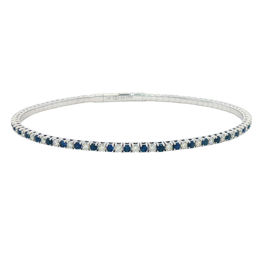 Blue Sapphire & Diamond Pickleball Bracelet