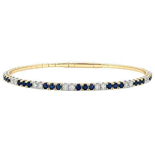 Blue Sapphire & Diamond Pickleball Bracelet