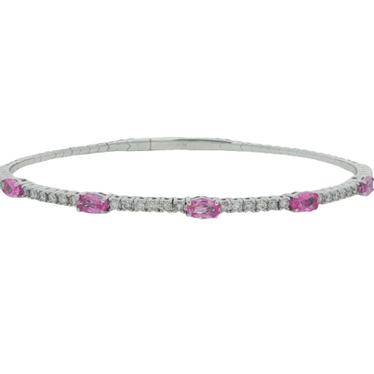 Pink Sapphire & Diamond Pickleball Bracelet