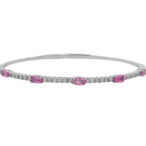 Pink Sapphire & Diamond Pickleball Bracelet