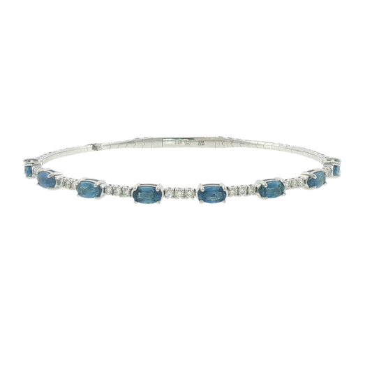 Blue Sapphire & Diamond Pickleball Bracelet