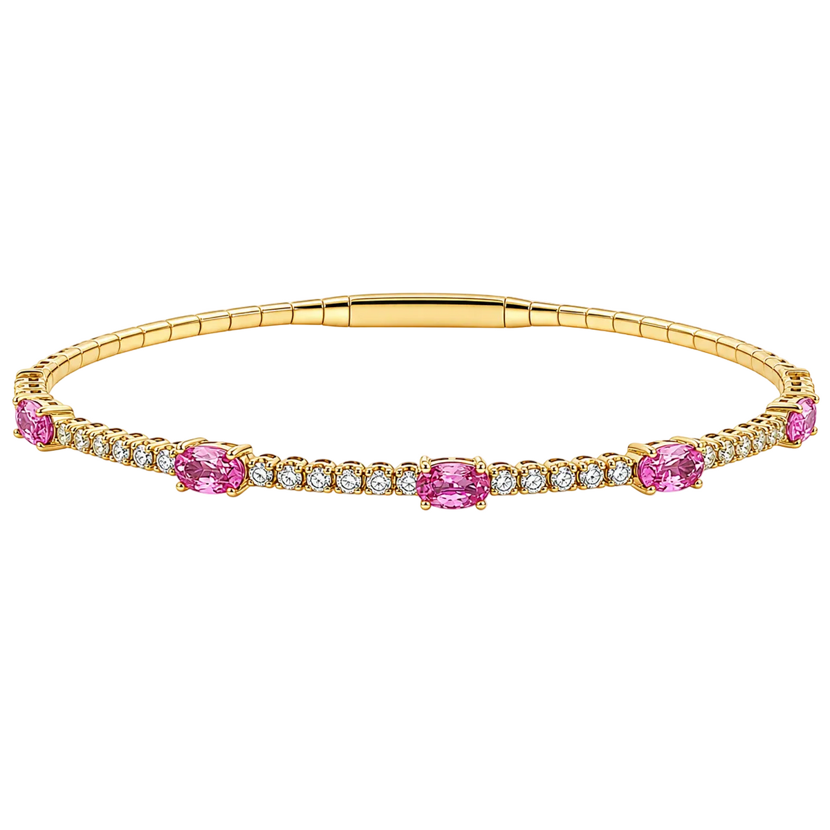 Pink Sapphire & Diamond Pickleball Bracelet