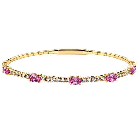 Pink Sapphire & Diamond Pickleball Bracelet