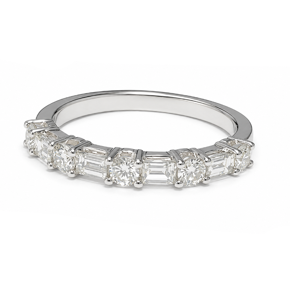 Round & Baguette Diamond Band