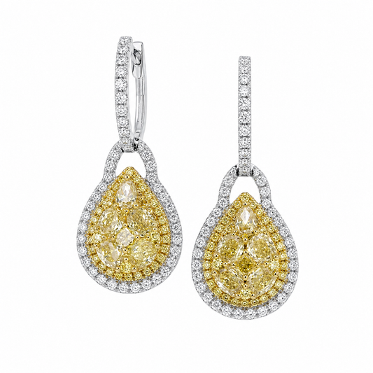Yellow Diamond Teardrop Dangle Earrings