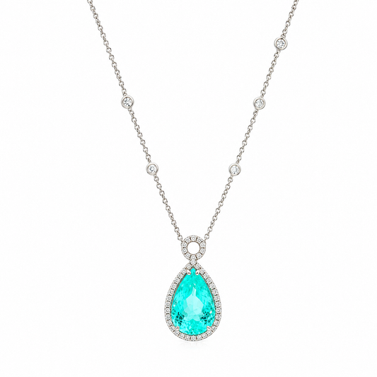 Mozambique Paraiba Tourmaline & Diamond Necklace