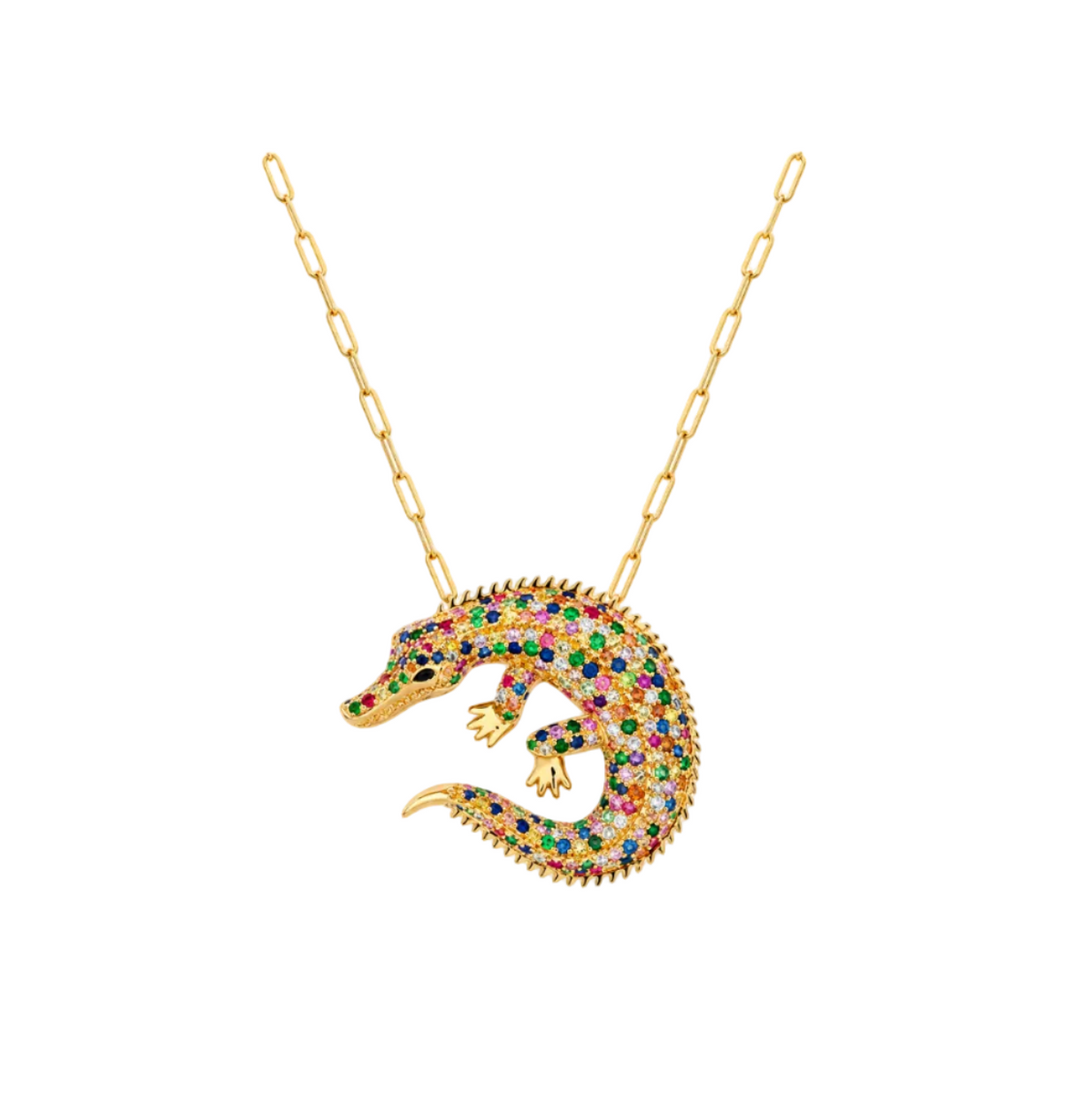 Multi-Colored Sapphire Alligator Necklace
