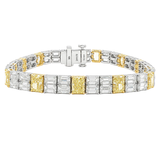 Emerald Cut & Radiant Cut Fancy Yellow Diamond Bracelet