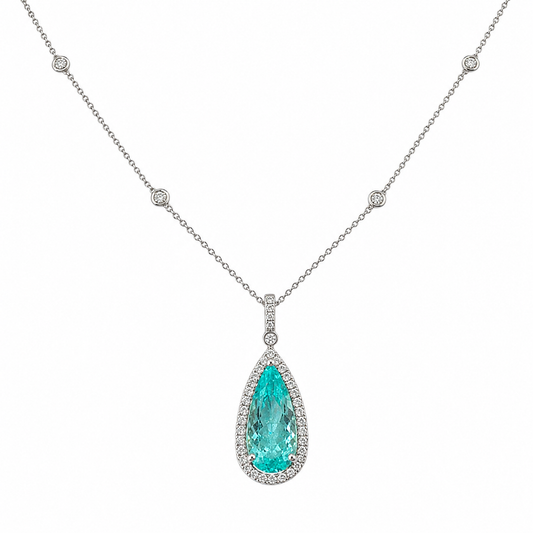 Paraiba Tourmaline Pear Shape Necklace