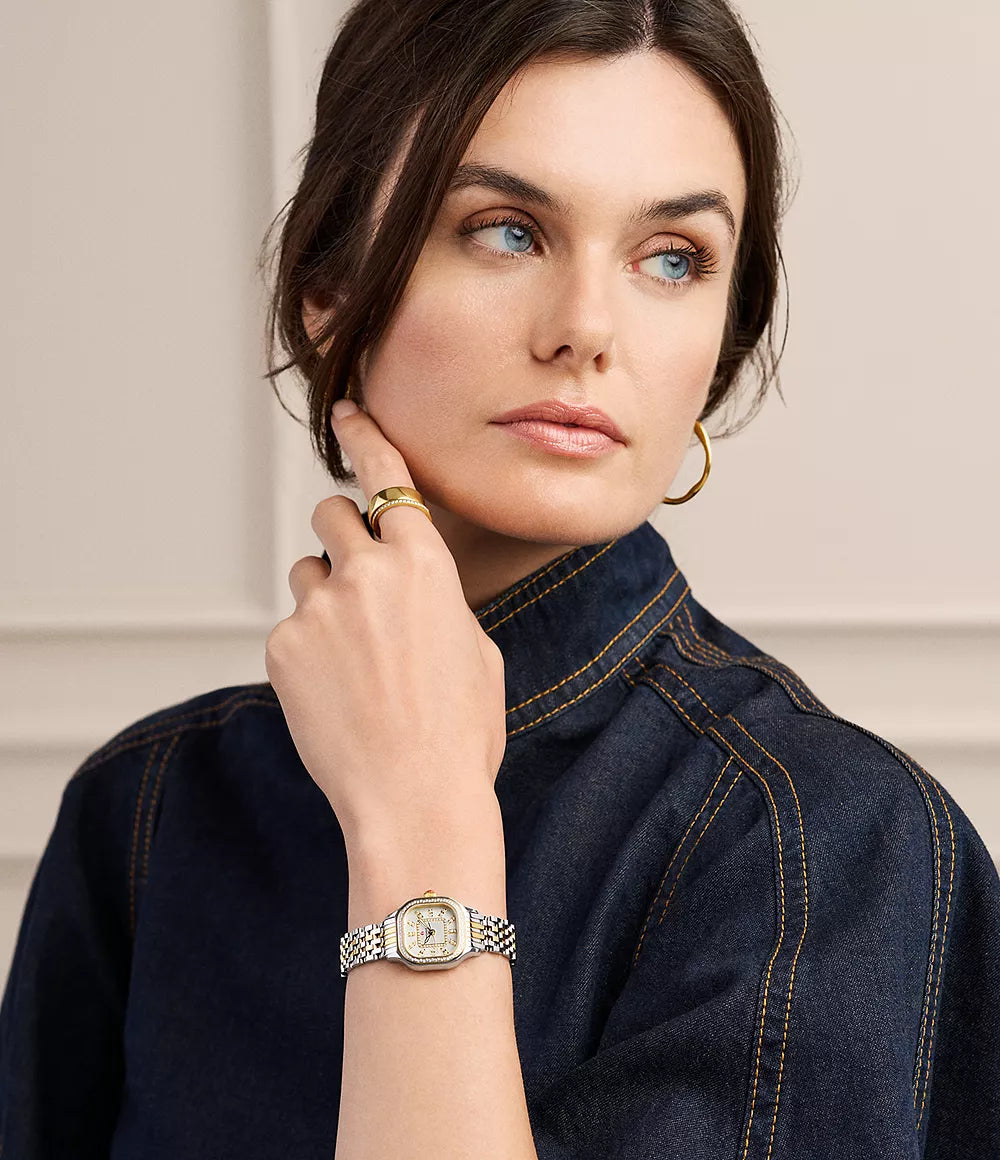 Meggie Mini Diamond Two-Tone 18K Gold-Plated Stainless Steel Watch