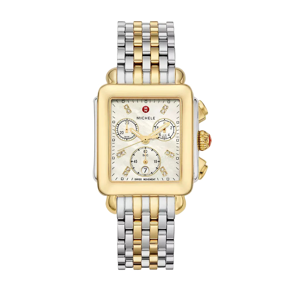 Deco Two-Tone 18K Gold-Plated Diamond Dial Watch