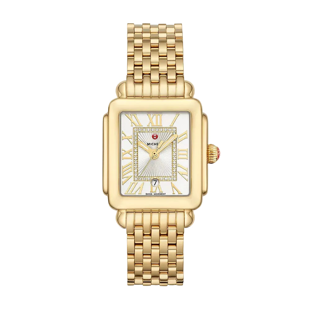 Deco Madison Mid 18K Gold-Plated Diamond Dial Watch