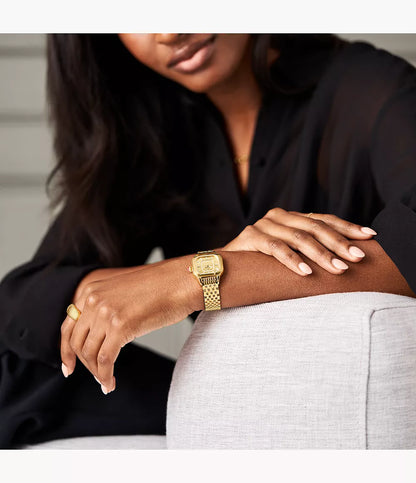 Meggie 18K Gold-Plated Diamond Dial Watch