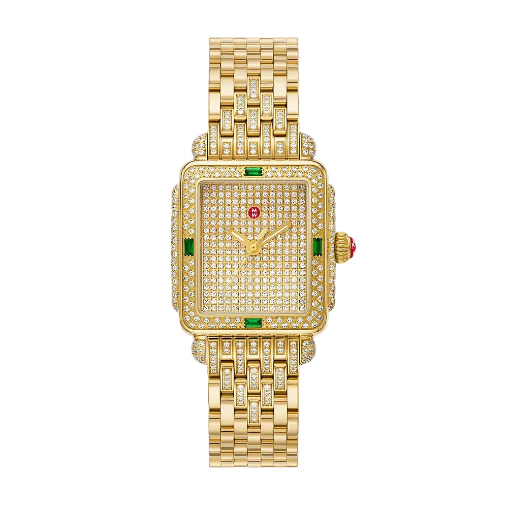Pave Diamond & Green Tsavorite Madison Watch
