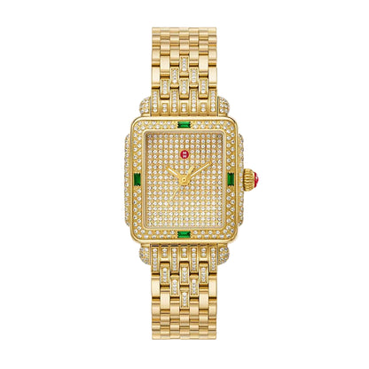 Pave Diamond & Green Tsavorite Madison Watch
