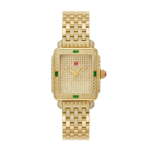 Pave Diamond & Green Tsavorite Madison Watch