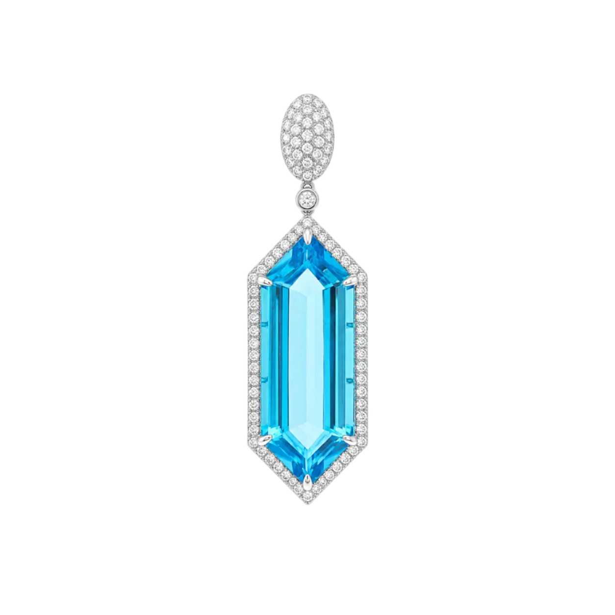 Blue Topaz & Diamond Hexagon Pendant