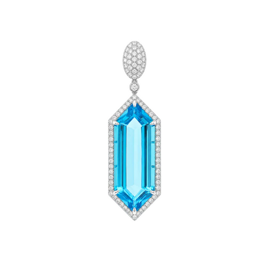 Blue Topaz & Diamond Hexagon Pendant
