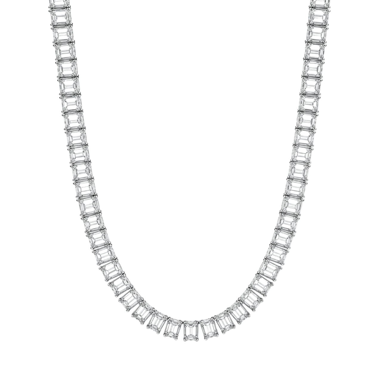 Emerald Cut Diamond Tennis Necklace
