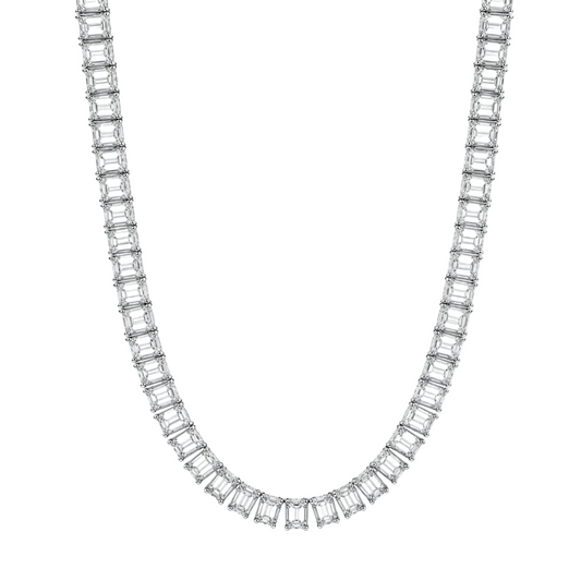 Emerald Cut Diamond Tennis Necklace