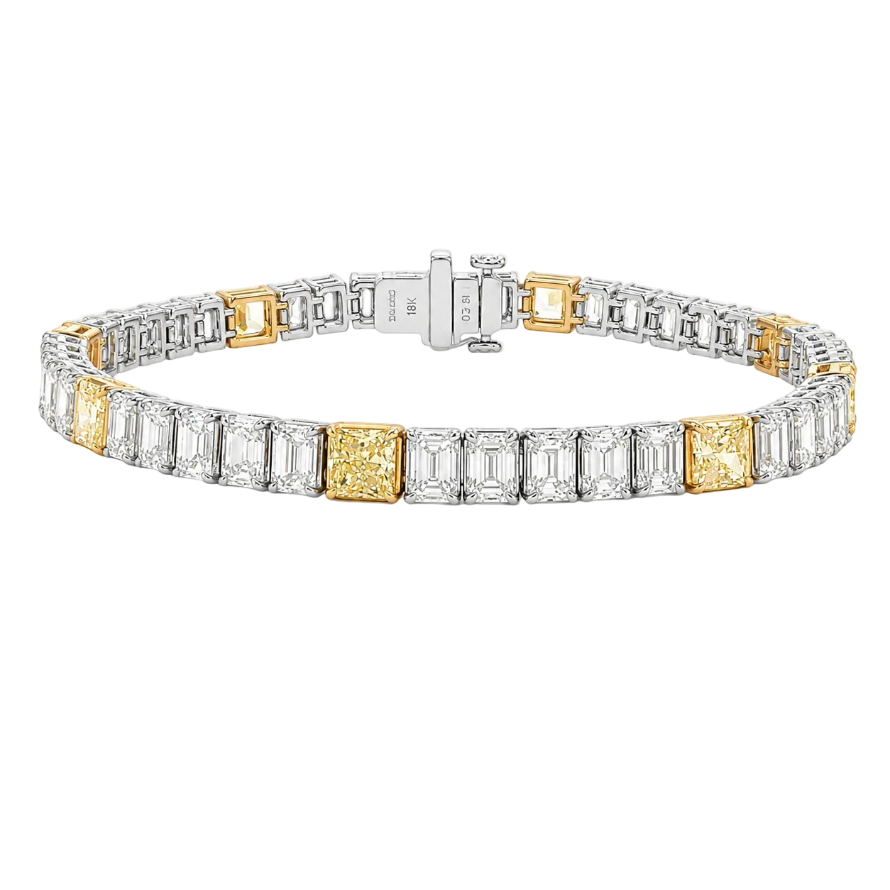 Emerald Cut & Radiant Cut Fancy Yellow Diamond Bracelet