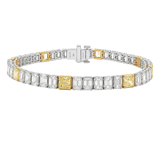 Emerald Cut & Radiant Cut Fancy Yellow Diamond Bracelet