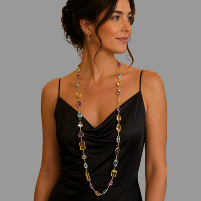 Blue Topaz, Citrine, Amethyst Necklace