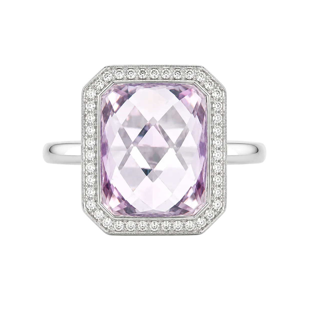 Pink Amethyst & Diamond Ring