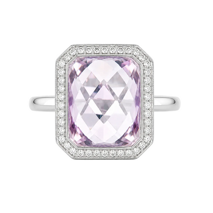 Pink Amethyst & Diamond Ring